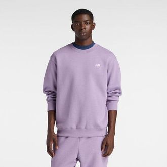 New Balance Uomo Sport Essentials Fleece Crew in Viola/Bianco, Cotone, Taglia L