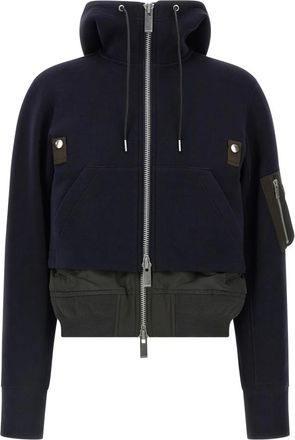 sacai Sponge Double-layer Bomberjack - Dames - Bomber jackets - Blauw - S - Katoen - Jassen