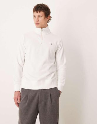 GANT Felpa con zip corta bianca-Bianco