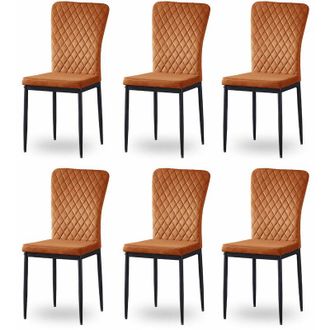 Ainpecca Ainpecca - Set of 6 Dining Chairs High Back Velvet Office Kitchen Chair Living Home-ORANGE