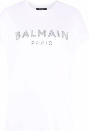 Balmain Strass Logo Cotton T-Shirt, Size X-Large