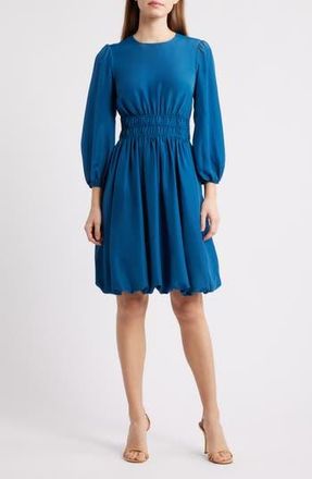 Eliza J Balloon Sleeve Crepe Fit & Flare Dress in Teal at Nordstrom Rack, Size 10