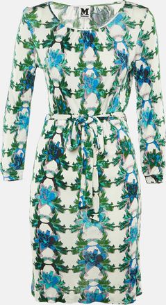 M Missoni White Floral Printed Long Sleeve Midi Dress