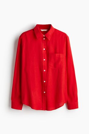 H&M Hemdbluse aus Leinenmix - Rot