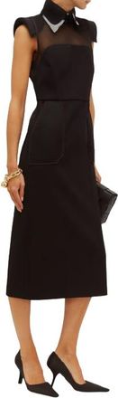 Fendi Pvc Layered Collar Mesh-panelled Wool Dress Size 38