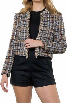 THML Clothing Mallory Tweed Blazer In Navy