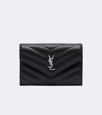 Saint Laurent Cassandre Small matelass&eacute; leather wallet