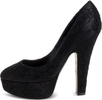 Dolce & Gabbana 125mm lace platform pumps - women - Calf Leather/Fabric/Fabric/Calf Leather/Rubber - 36 - Black
