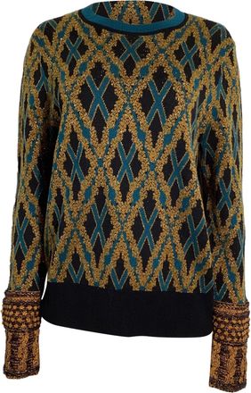 Dries Van Noten Metallic Patterned Sweater in Multicolor Wool