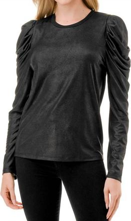 Ariella Puff Sleeve Long Sleeve Top In Black