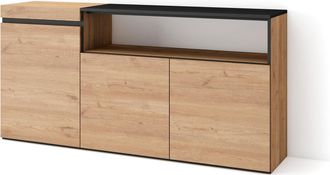 Skraut Home Skraut Home - Aparadores Para Sal&oacute;n, Gran Capacidad De Almacenaje, 150x75x35cm, 3 Puertas, Armario, Zapatero, Estilo Moderno, Roble Y Negro