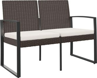 vidaXL Vidaxl - Banco De Jard&iacute;n 2 Plazas Con Cojines Pp Aspecto De Rat&aacute;n Marr&oacute;n