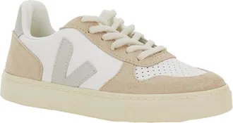Veja Boys White Low Top Sneakers With Logo Patch Leather Trainers