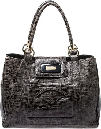 Emporio Armani Tas met krokodillen-reli&euml;f - Groen