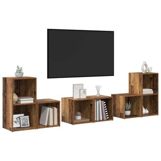 Berkfield Home TV Cabinet Set with Shelf with Storage 6 pcs Old Wood Engineered Wood in Brown