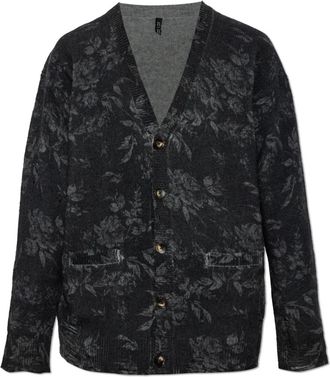 R13 Wollemantel met bloemenmotief - Dames - Vesten - Zwart - XS - Wol - Truien & Vesten