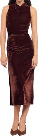 Minkpink Sonja Velvet Midi Dress In Chocolate