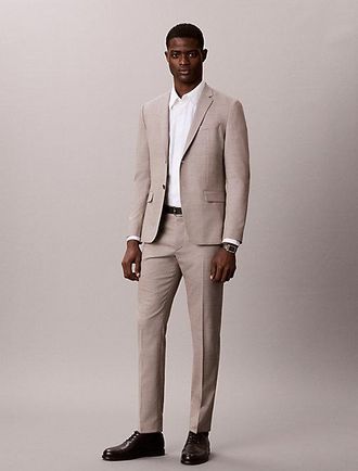 Calvin Klein Pantalones De Traje Slim De Lana Texturizada