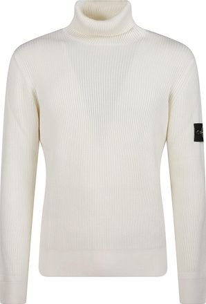 Stone Island RWS Ribbed Fitted Virgin Wool Turtleneck Sweater