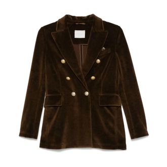 Circolo 1901 Brown Velvet Blazer Peak Lapels - female - Circolo 1901 - Blazers - Brown - 2XS - Jackets