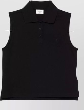 Saint Laurent cotton sleeveless polo top