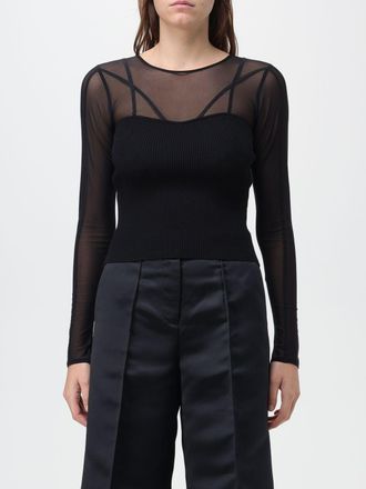 Twin-Set Top Twinset - Actitude in maglia a costine e tulle