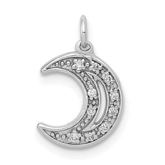 Diamond2Deal 14k White Gold Diamond Moon Charm Pendant