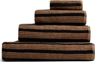 Parachute Resort Stripe Organic Cotton Towel in Camel With Soft Black at Nordstrom, Size Bath Towel