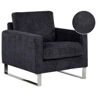 Beliani Beliani - Sill&oacute;n De Tela De Pena Negra Patas Plateadas Estilo Retro Vind