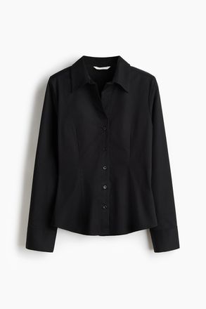H&M Taillierte Hemdbluse - Schwarz