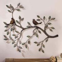 OEM P&aacute;jaro De Pared Estilo Art D&eacute;co, Una Pareja De Agapornis En Ramas, Escultura De Pared De Metal Colgante, Decoraci&oacute;n De Pared Retro De Hierro Forjado, 