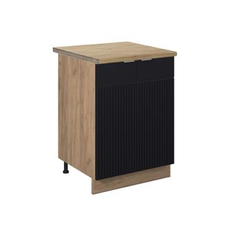 Vicco Mueble Bajo De Cocina Fame-line, Rayas Negras, 60 Cm, Et Roble, Vicco