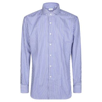 Xacus Casual Shirts, male, Blue, Size: 3XL Camicia NO Stiro Riga Pari Pari Fiammata