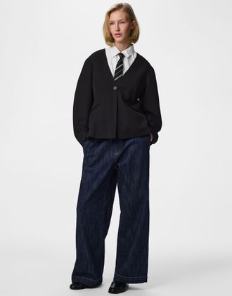 Pieces Jeans larghi blu scuro