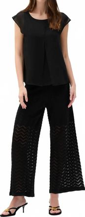 Joseph Ribkoff Cap Sleeve Pleated Chiffon Top In Black