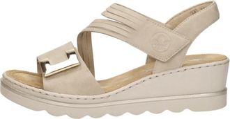Rieker Platte Sandalen - Dames - Sleehakken - Beige - 42 EU - Schoenen