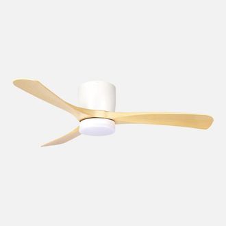 Fabrilamp Ventilador De Techo Dc Paterna Abrila Blanco/haya, 117 Cm, Led 18w 2250 Lm, 3 Aspas, 6 Velocidades Y Mando