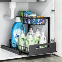 OEM Organizador Met&aacute;lico Bajo Fregadero - Caj&oacute;n Deslizante De 2 Niveles - Capacidad De 25 Kg - Instalaci&oacute;n Sin Herramientas - Almacenamiento Flexible Para