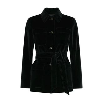 Max Mara Dames, Mantels, Zwart, Maat: S Velours