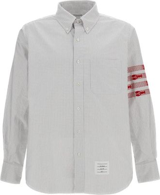 Thom Browne Grey Stripes Oxford Shirt