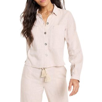 Nic+Zoe Rumba Linen Blend Shirt Jacket in Neutral Mix at Nordstrom Rack, Size Xx-Large