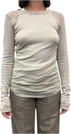 Rick Owens Rib LST Long Sleeve T-shirt - Dames - Longsleeves - Beige - XS - Katoen - Tops