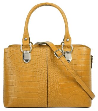 Cluty Umh&auml;ngetasche CLUTY, Damen, Gr. B/H/T: 24cm x 16cm x 7cm onesize, gelb, Leder, Taschen Umh&auml;ngetasche, echt Leder, Made in Italy