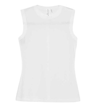 Norma Kamali White Solid Round Neck Top