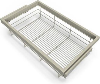 Emuca Kit De Cesta De Alambre Y Bastidor De Gu&iacute;as Con Cierre Suave Para Armario, Regulable, M&oacute;dulo 800mm, Gris Piedra - Emuca