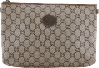 Gucci Pre-owned Old GG Plus Pouch - Heren - Vintage Clutch - Bruin - ONE Size - Vintage
