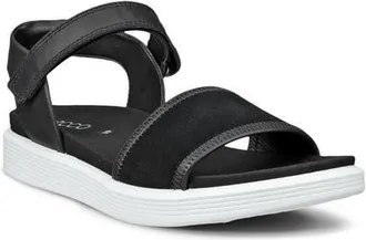Ecco Soft Two Strap Sandal in Black/Black at Nordstrom, Size 10-10.5Us