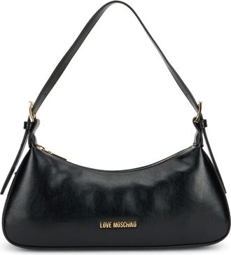 Love Moschino Gebogen Schoudertas - Dames - Tassen - Zwart - Maat: ONE Size Poliester