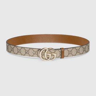 Gucci Reversible GG Marmont Belt, Beige, GG Canvas