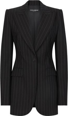 Dolce & Gabbana Gestreepte Jas - Dames - Blazers - Zwart - M - Jassen
